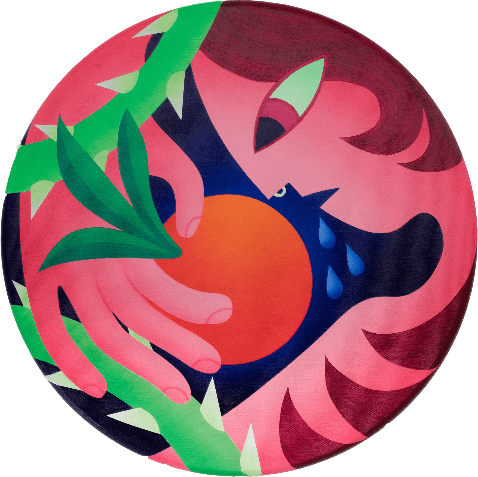 painting of a woman holding a fruit by Angela F. Zirbes