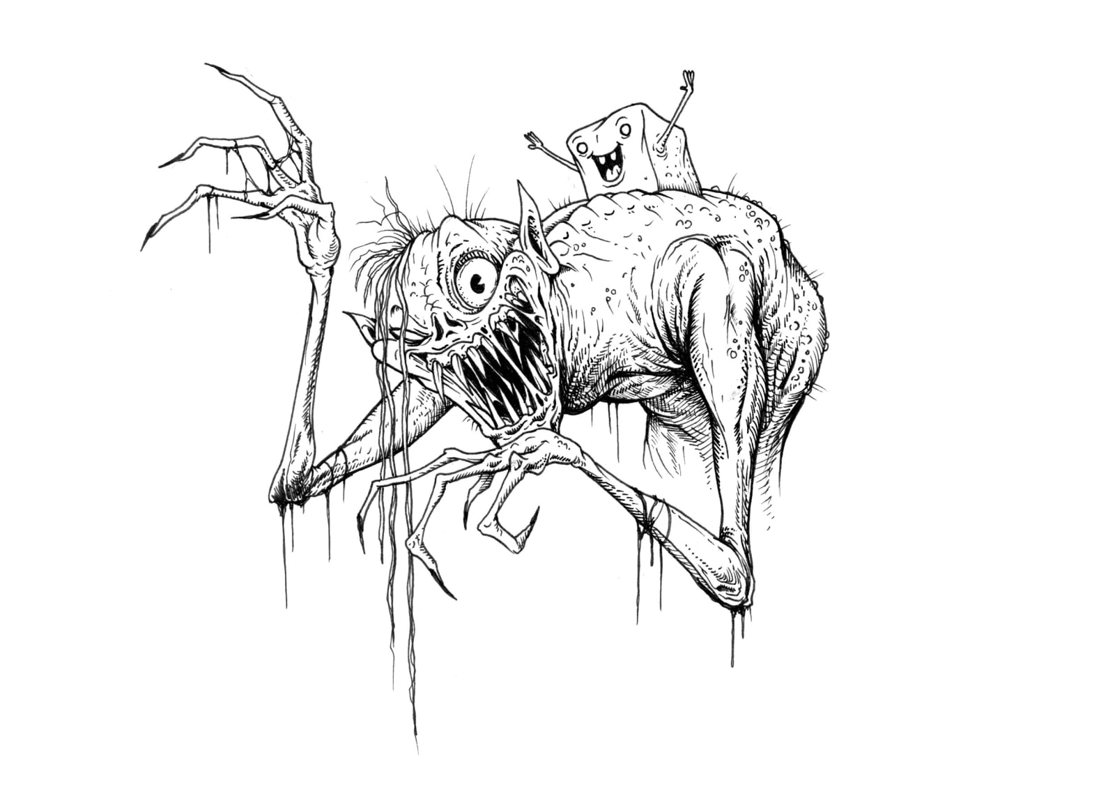 Drawing of Tofu and CHUD by Alex Pardee