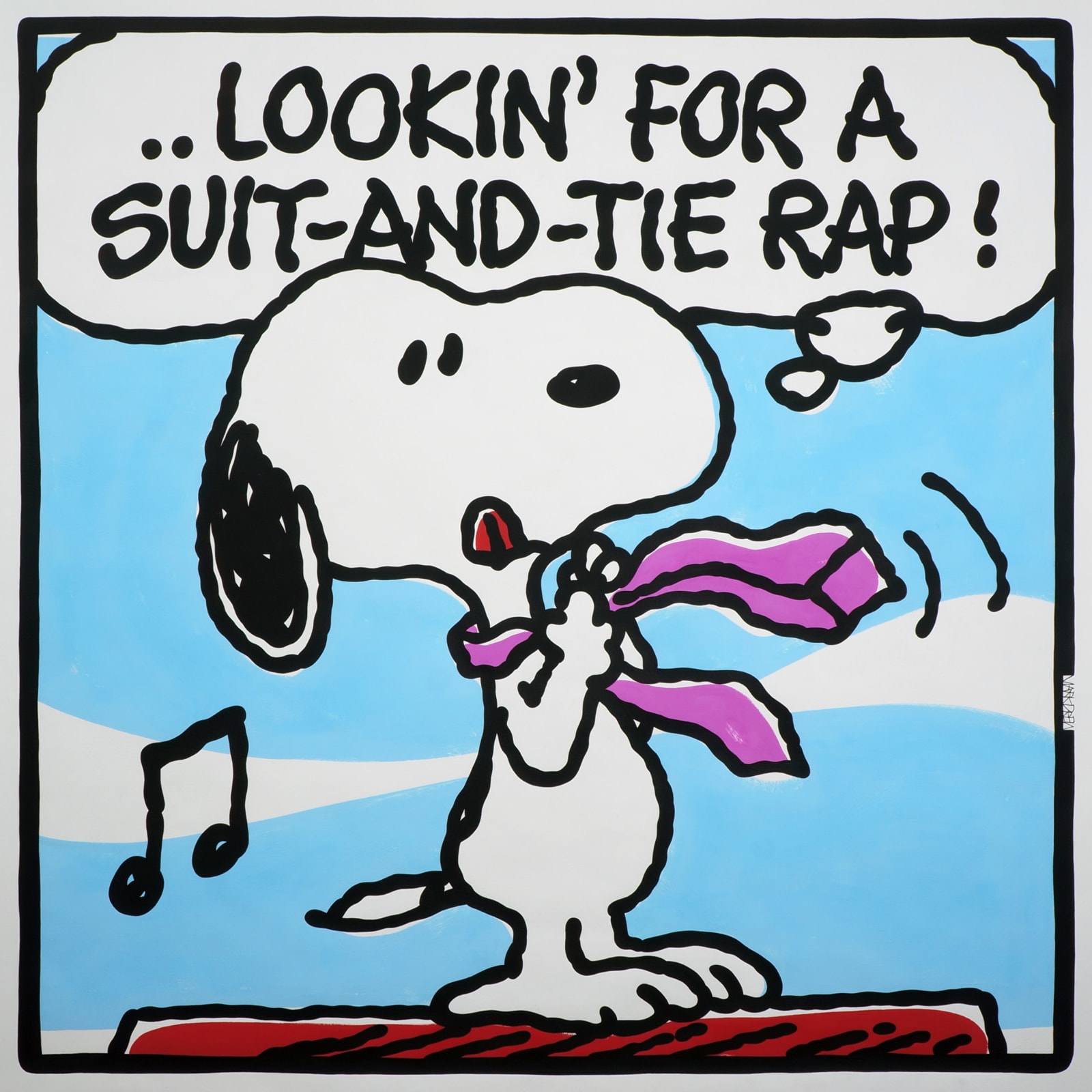 painting of Snoopy from Charlie Brown with the words 