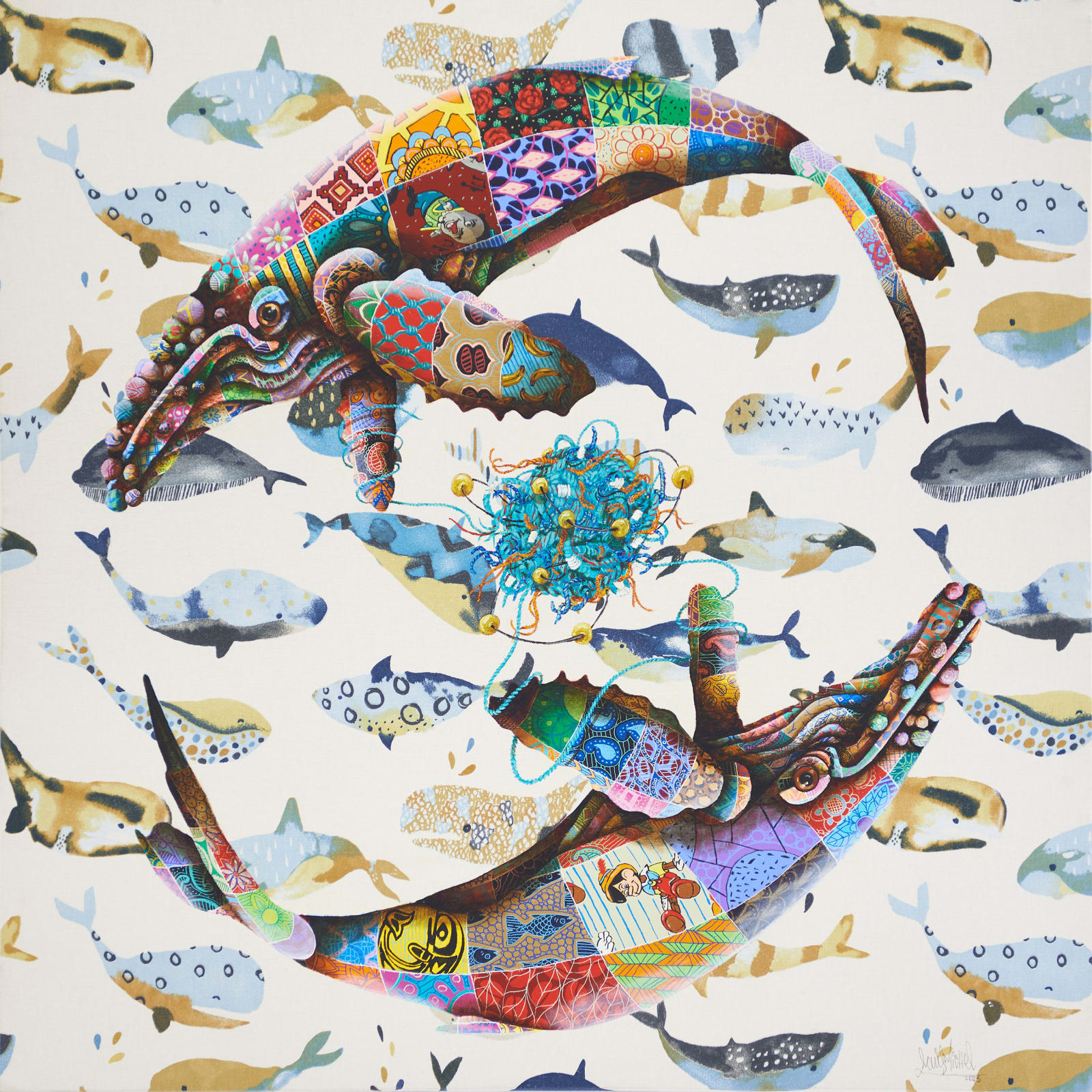 painting of humpback whales by Louis