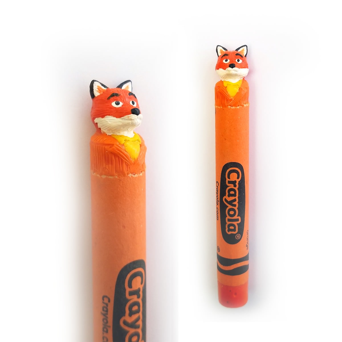 carved wax crayon portrait of