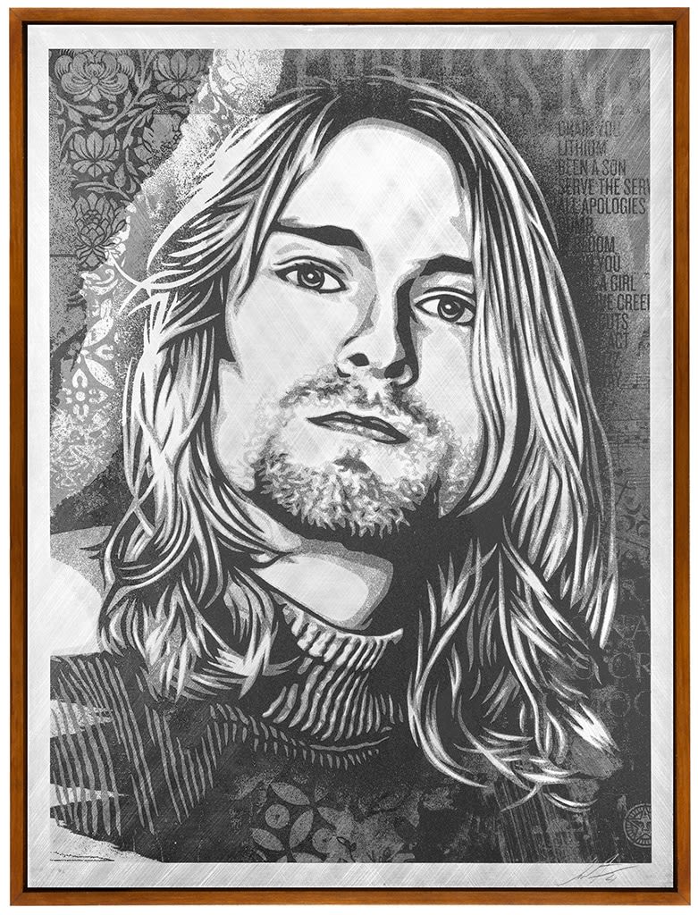 black and white portrait of Kurt Cobain