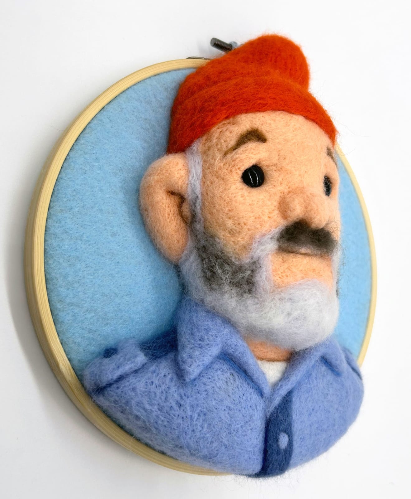 needlefelt wool portrait of Steve Zissou by Ed Mironiuk