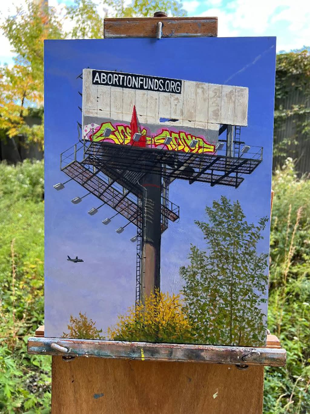 Painting by Valeri Larko of a billboard