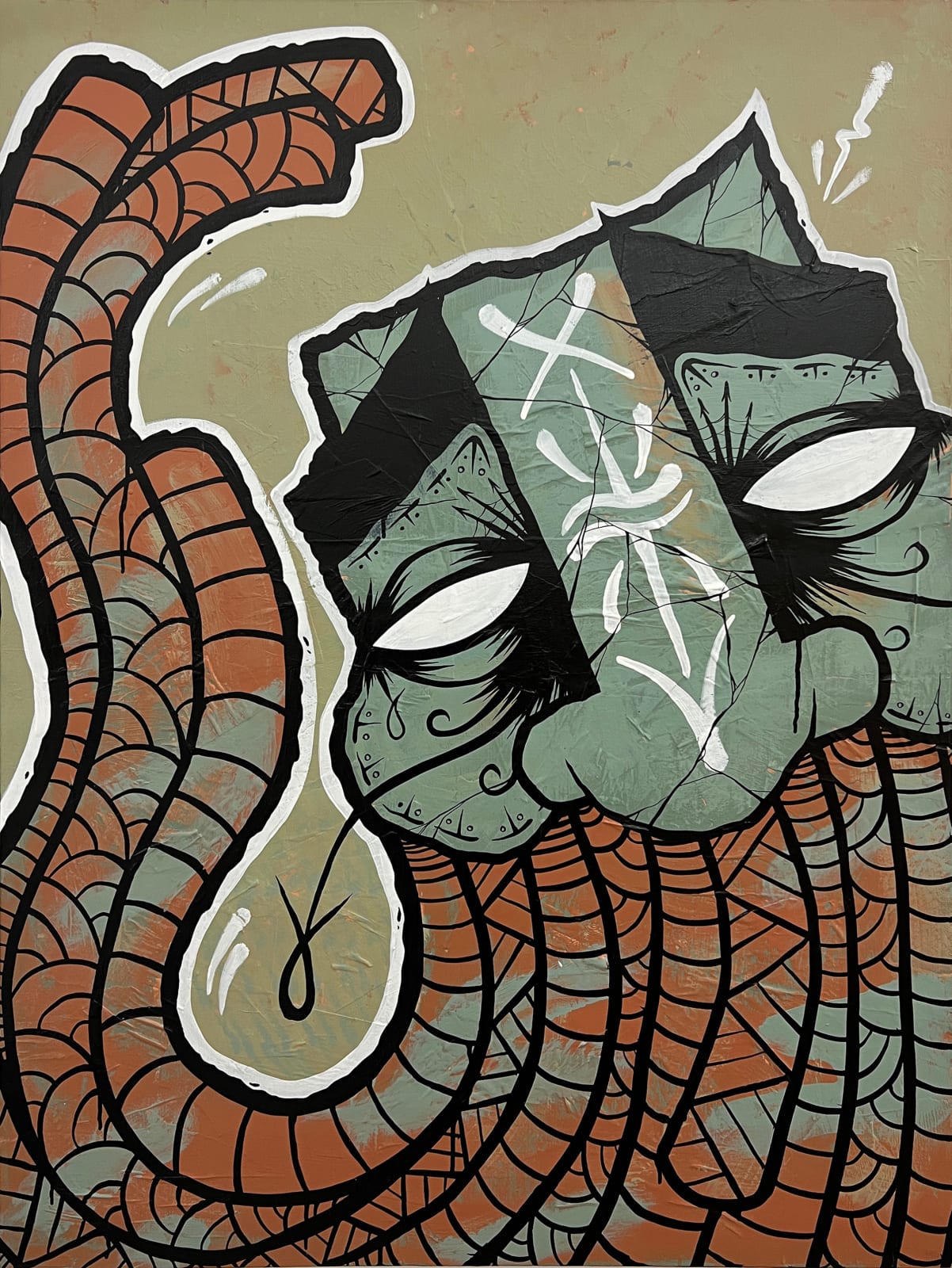 acrylic painting of the GATS mask