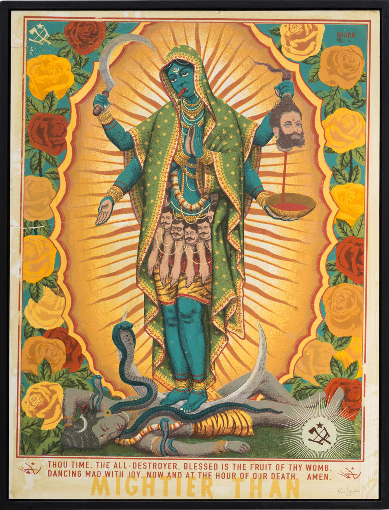 Painting combining Hindu and Christian imagery by Ravi Zupa