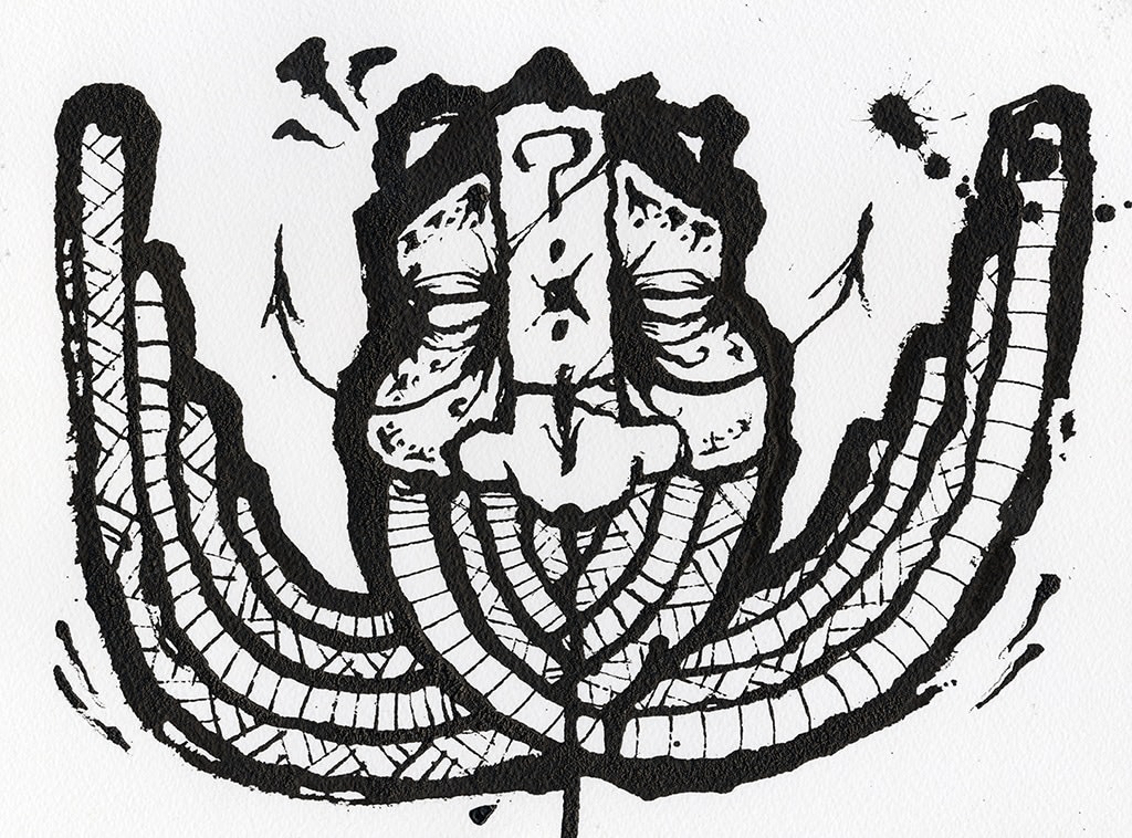 Drawing in paper of GATS character in black ink