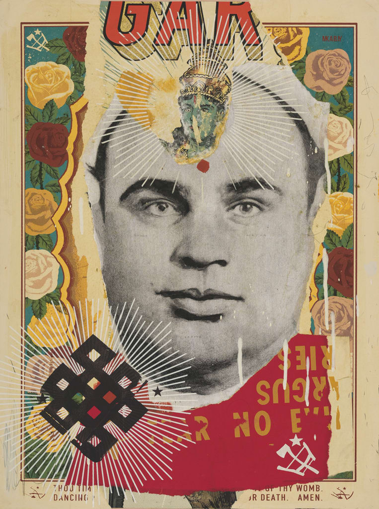 Painting featuring a collage like technique by Ravi Zupa