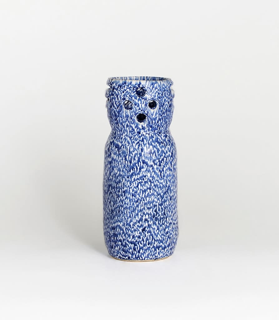 Courtney Krings blue and white speckled vase