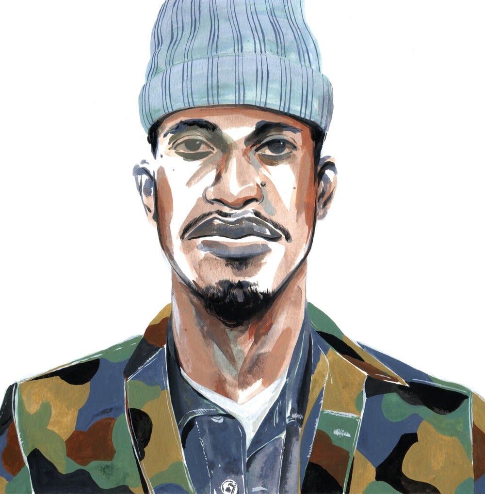 Dennis Brown's painting of a man wearing a beanie