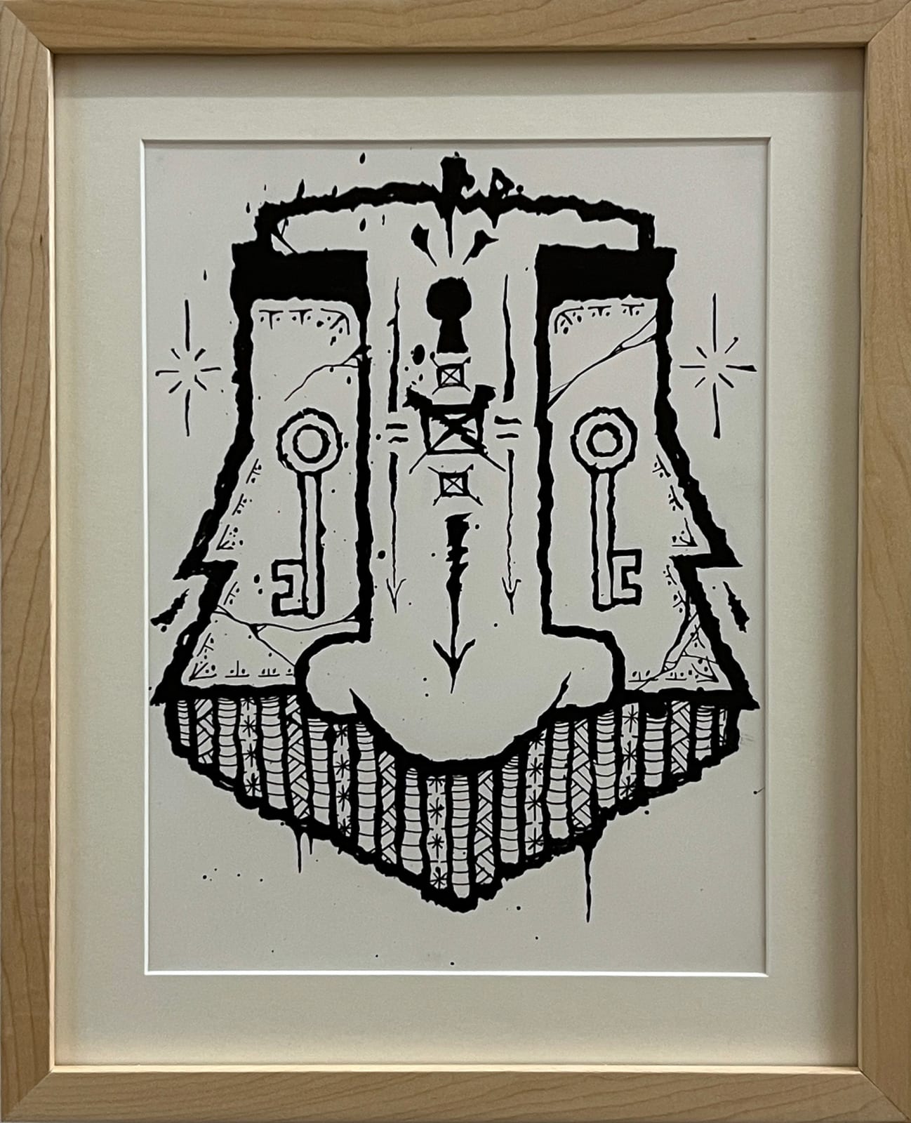 GATS drawing of a mask decorated with created symbols
