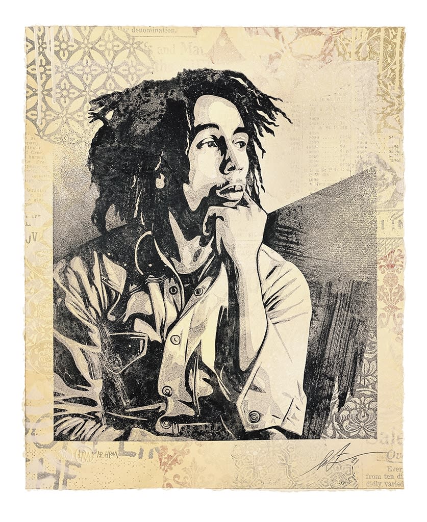black and white portrait of Bob Marley