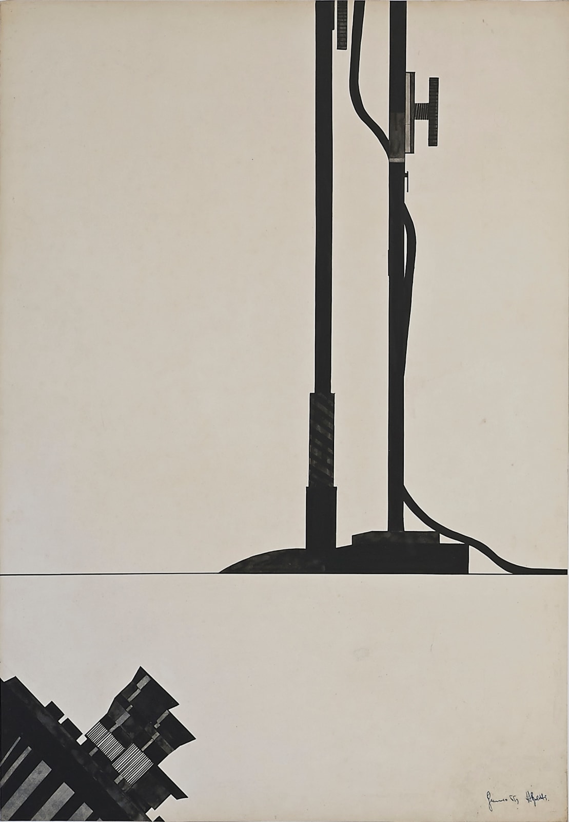 Alighiero Boetti, Cinepresa e aste da microfono, 1965