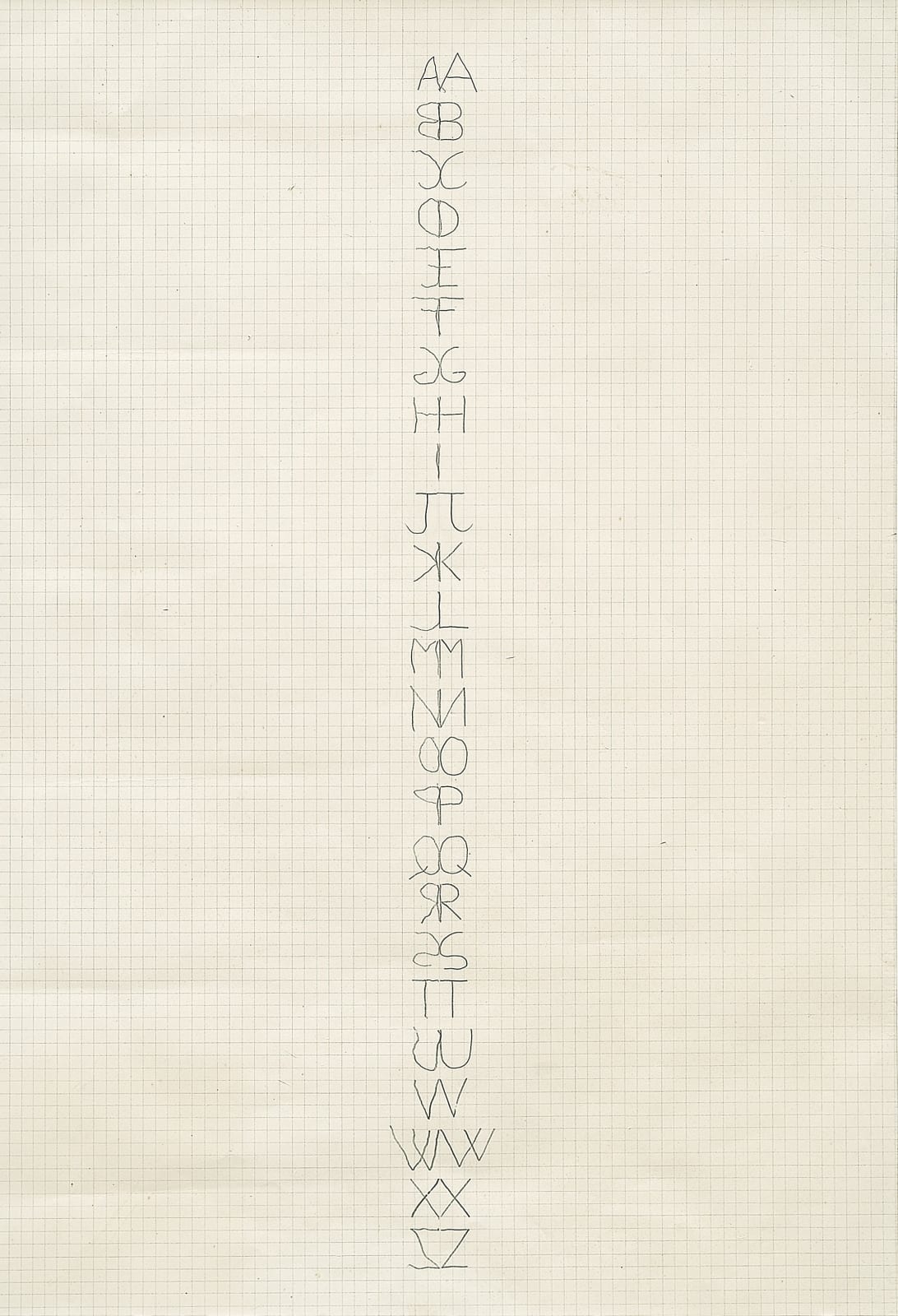 Alighiero Boetti, Alfabeto (Scrittura a due mani), 1970