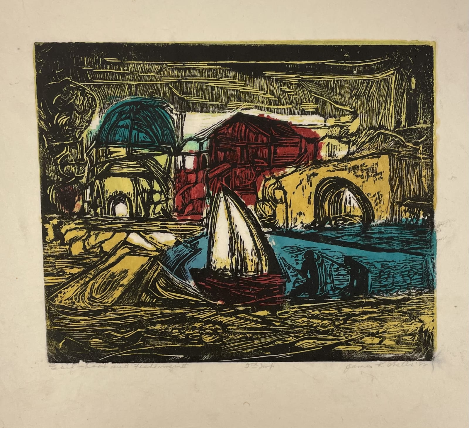 James Wells, Sailboat and Fishermen II, 1988
