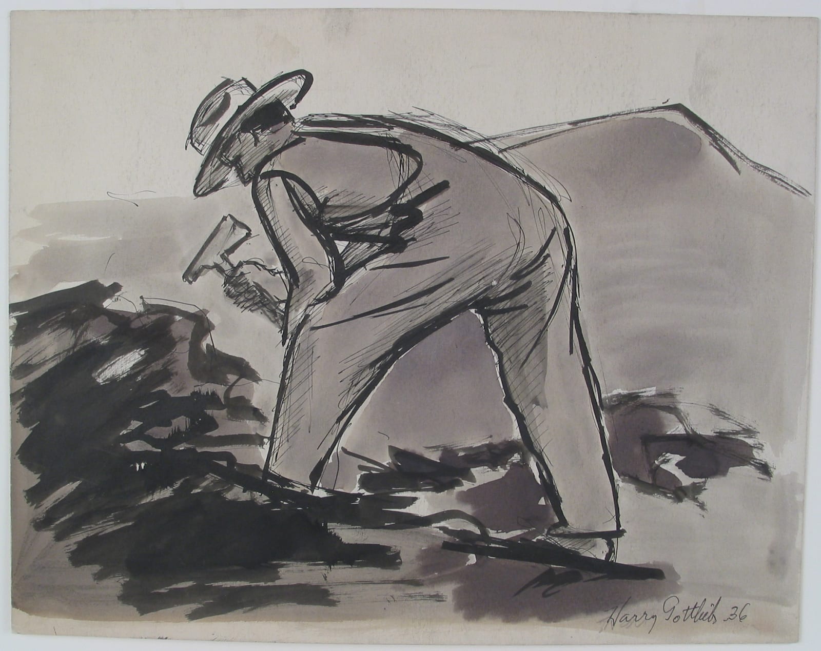 Harry Gottlieb, Coal Worker (man with hat and coal pick), 1936