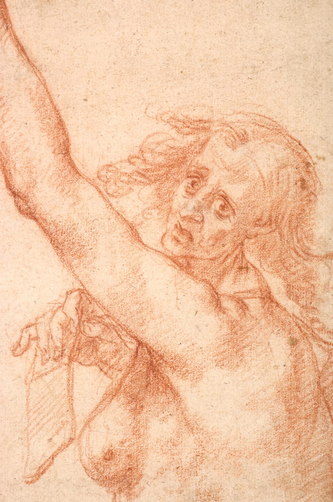 Giovanni Mannozzi, called Giovanni da San Giovanni, (Attributed to) Study of a Fate at mid-body / (Attribué à) Etude de Parque à mi-corps , ca. 1635