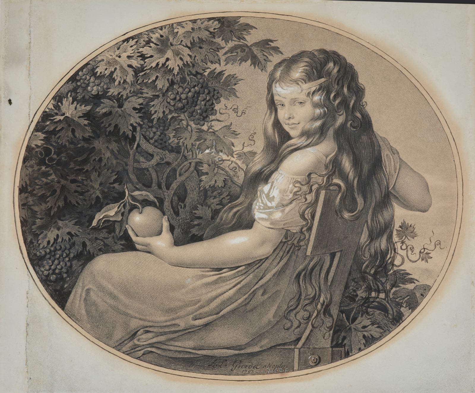 Anne-Louis Girodet de Roussy-Trioson, L'Hespéride (Portrait of Mademoiselle Marie Anne Géromine Lefèbvre de Revel), 1793/ L’Hespéride (Portrait de Mademoiselle Marie Anne Jeanne Géromine Lefèbvre de Revel), 1793