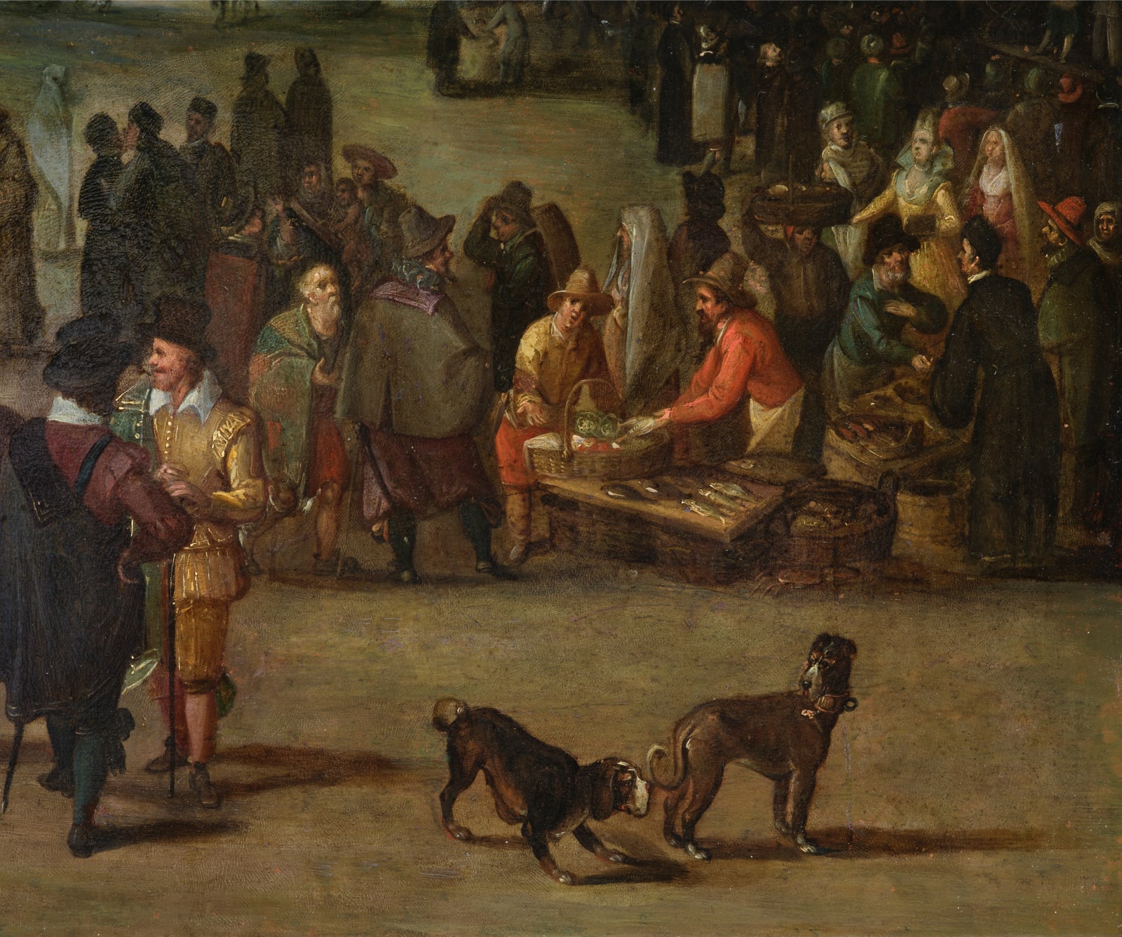 Antwerp School of the 17th century/ Ecole anversoise du XVIIème siècle, Market Scene on the Piazzetta in Venice/ Scène de marché sur la Piazzetta à Venise, ca. 1620