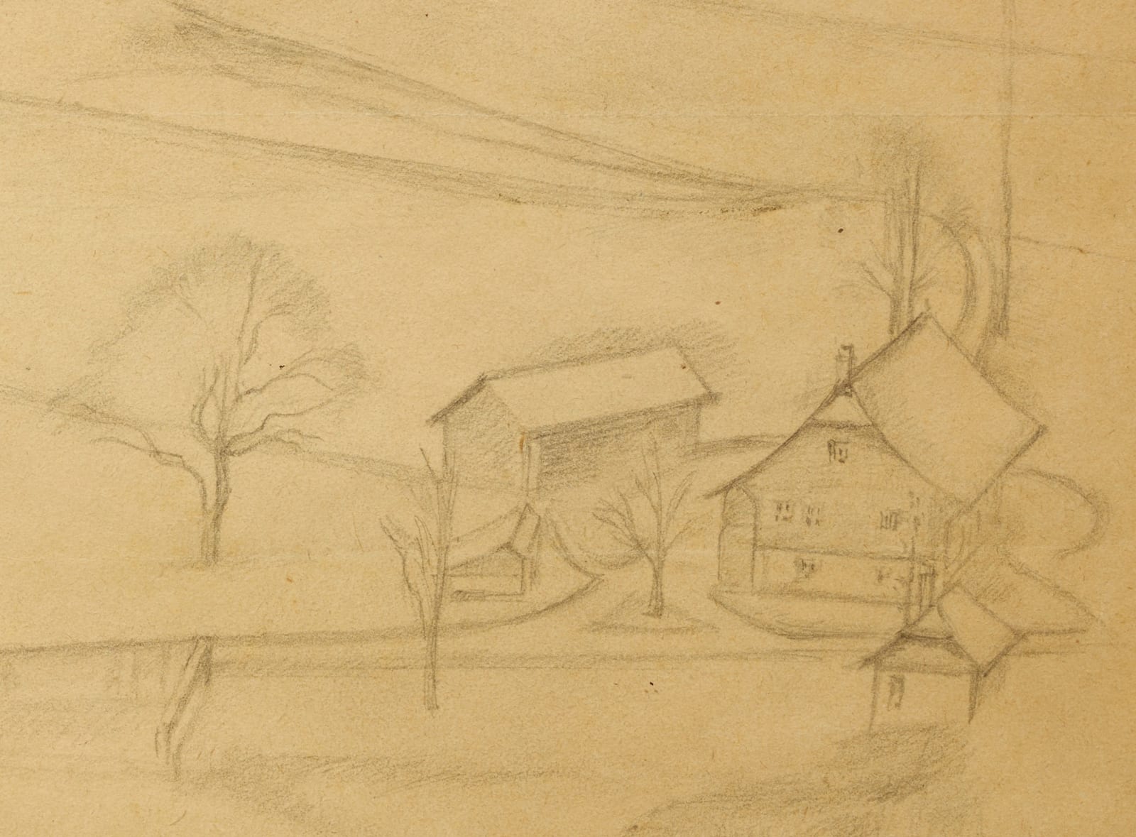 Balthasar Klossowski de Rola, dit Balthus, Study for « Paysage de Fribourg » (The banks of the Sarine) / Etude pour le Paysage de Fribourg (les bords de la Sarine), 1943