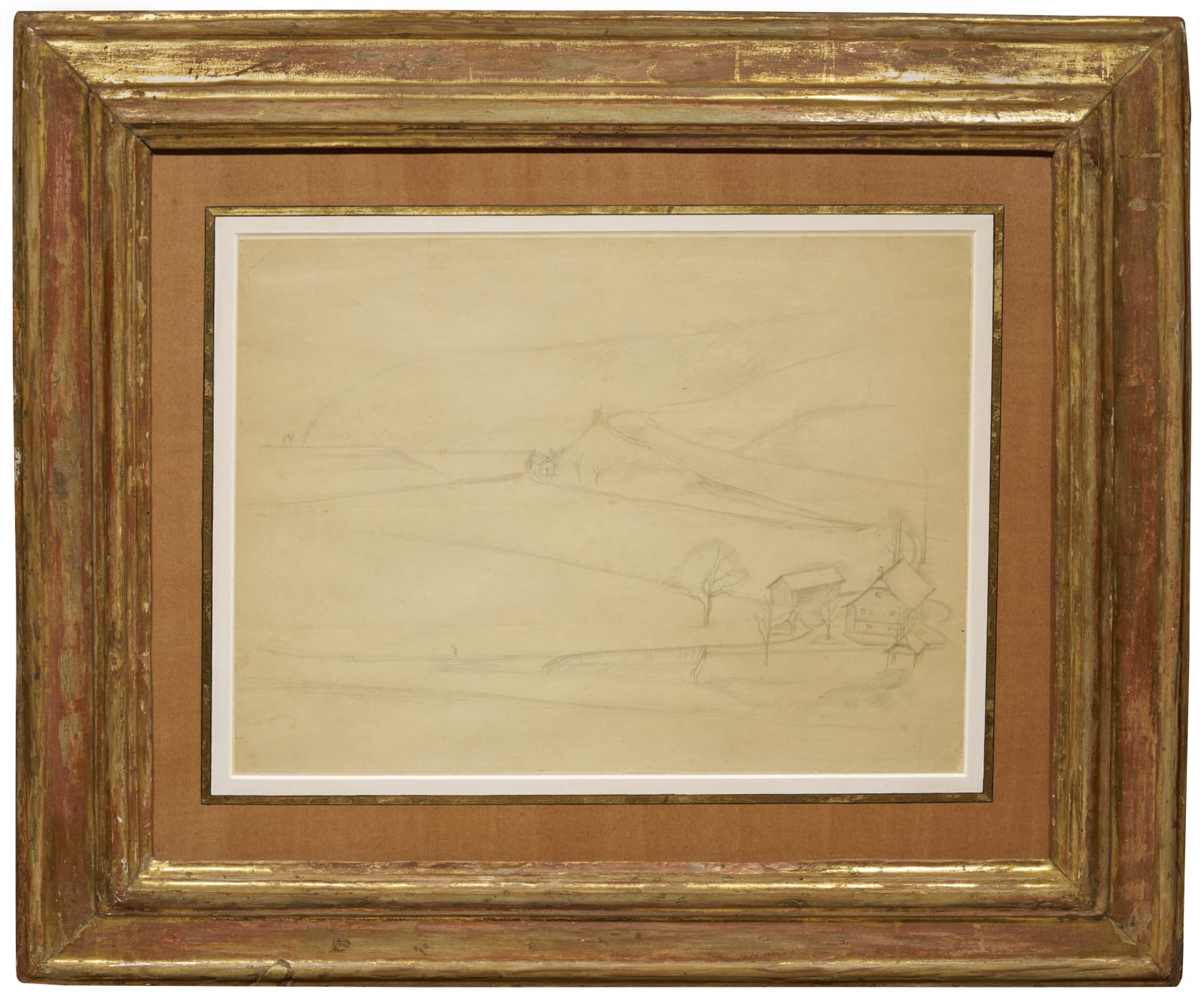 Balthasar Klossowski de Rola, dit Balthus, Study for « Paysage de Fribourg » (The banks of the Sarine) / Etude pour le Paysage de Fribourg (les bords de la Sarine), 1943