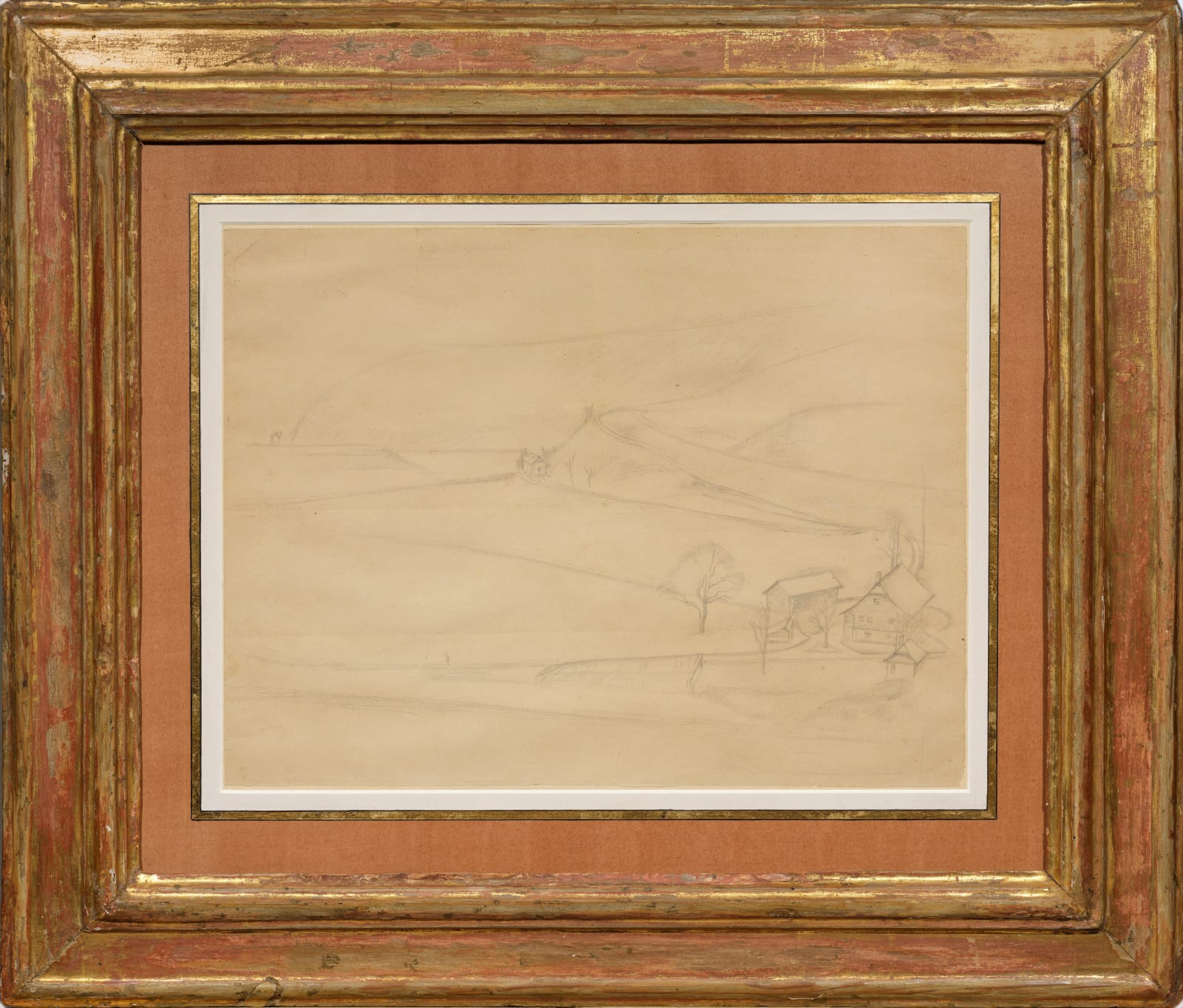 Balthasar Klossowski de Rola, dit Balthus, Study for « Paysage de Fribourg » (The banks of the Sarine) / Etude pour le Paysage de Fribourg (les bords de la Sarine), 1943