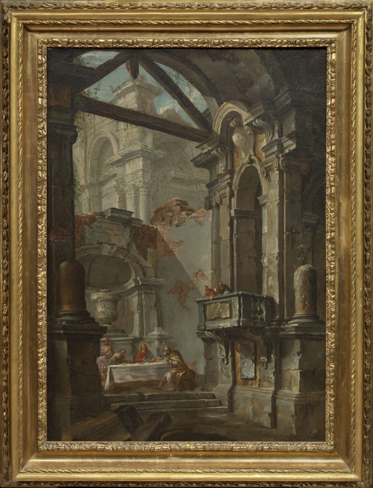 Jean-Nicolas Servandoni, Architectural capriccio with the disciples of Emmaüs - Caprice architectural aux pèlerins d'Emmaüs , ca. 1730-1735