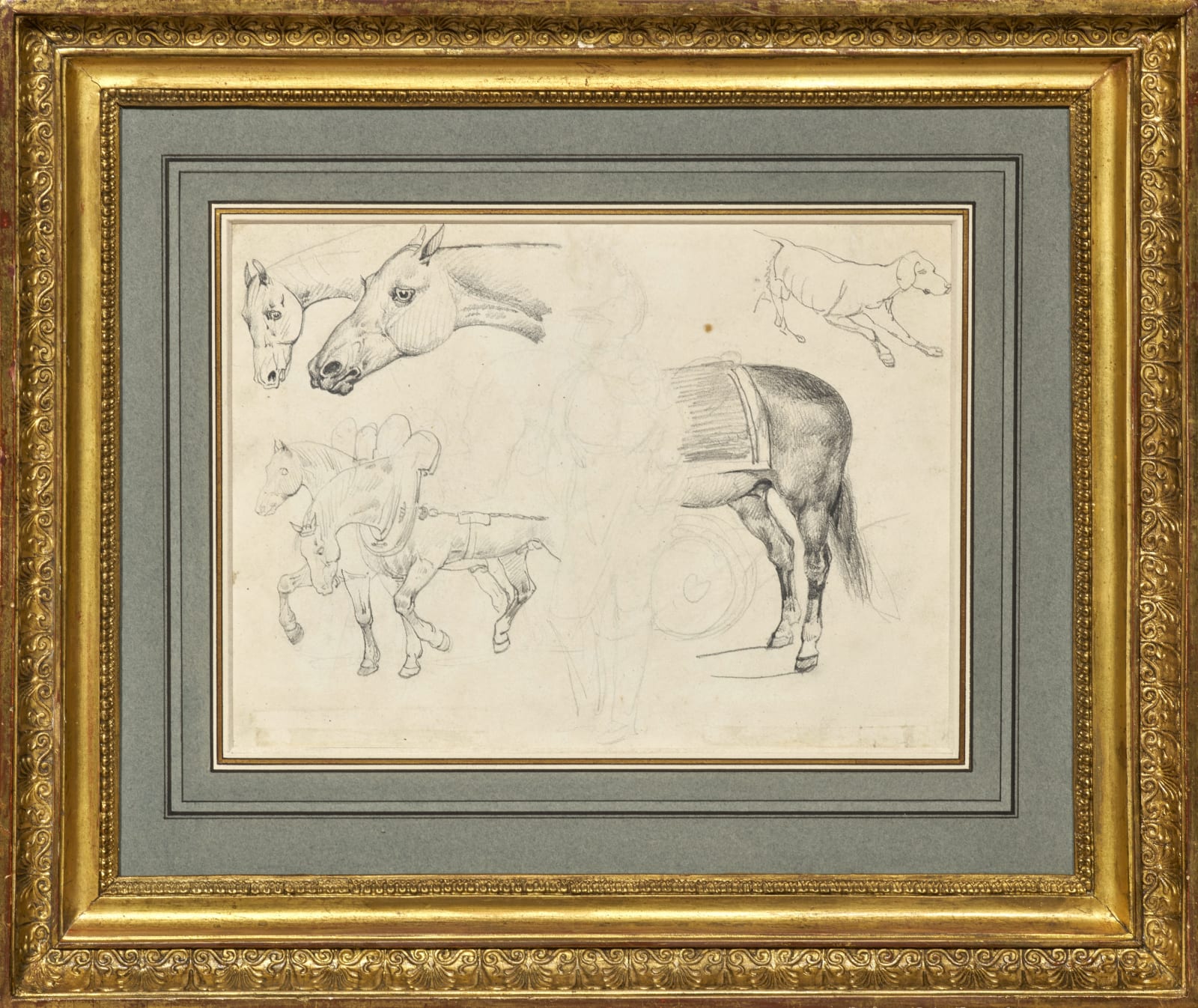 Théodore Géricault, Double-sided horse studies/ Feuille d’étude de chevaux double face, 1820-1821