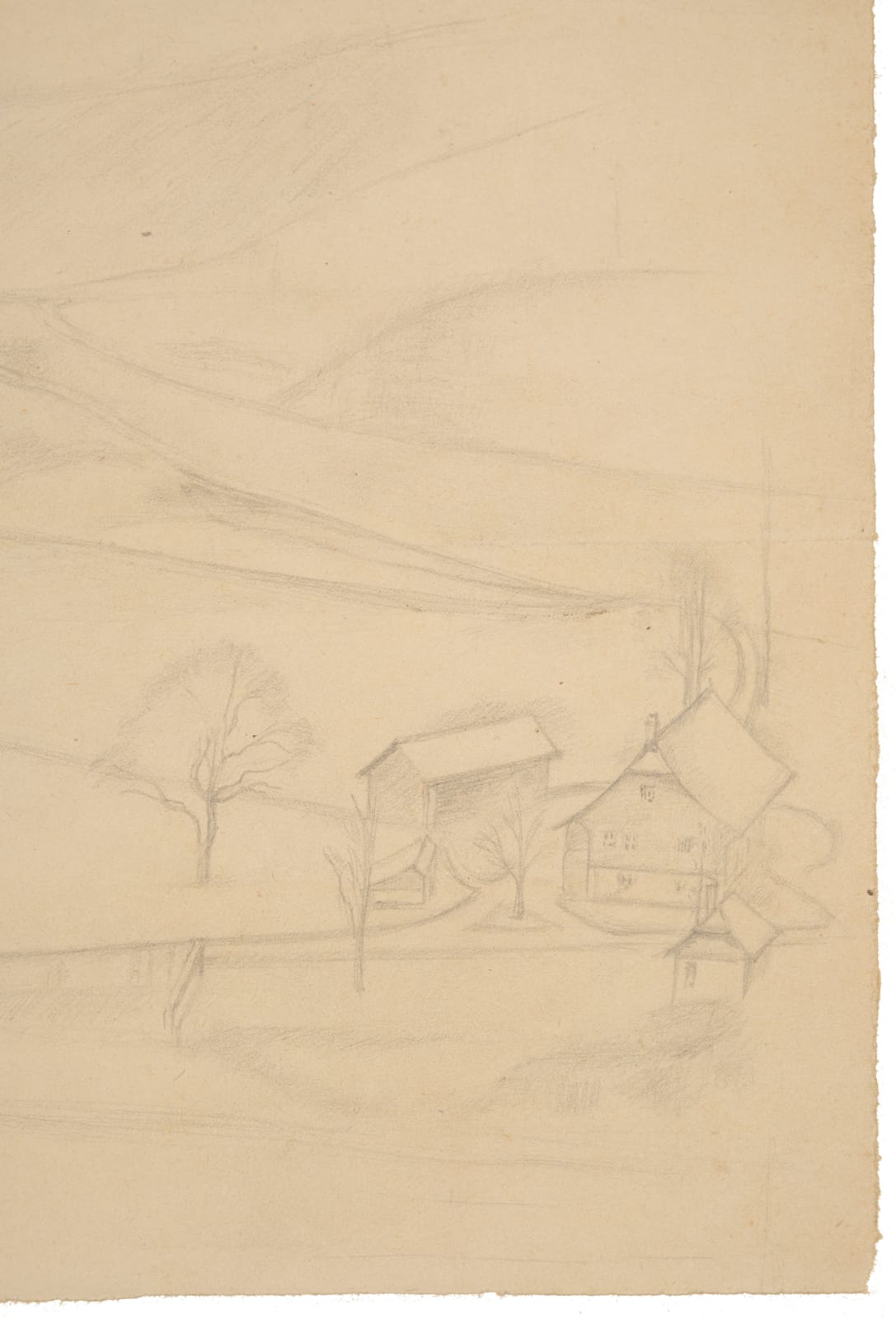 Balthasar Klossowski de Rola, dit Balthus, Study for « Paysage de Fribourg » (The banks of the Sarine) / Etude pour le Paysage de Fribourg (les bords de la Sarine), 1943