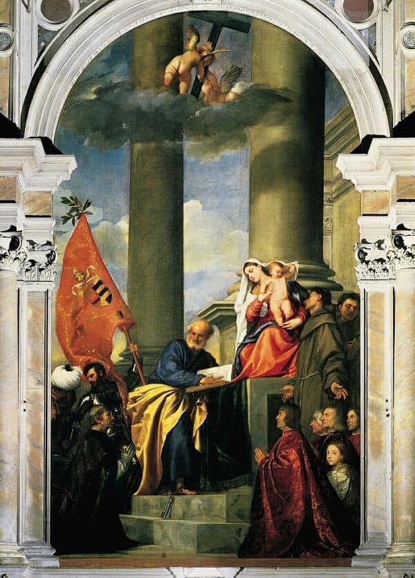 Francesco La Marra, Virgin and Child with Saint George, Saint Francis and Donors/ Vierge à l'enfant avec Saint Georges et Saint François et des donateurs