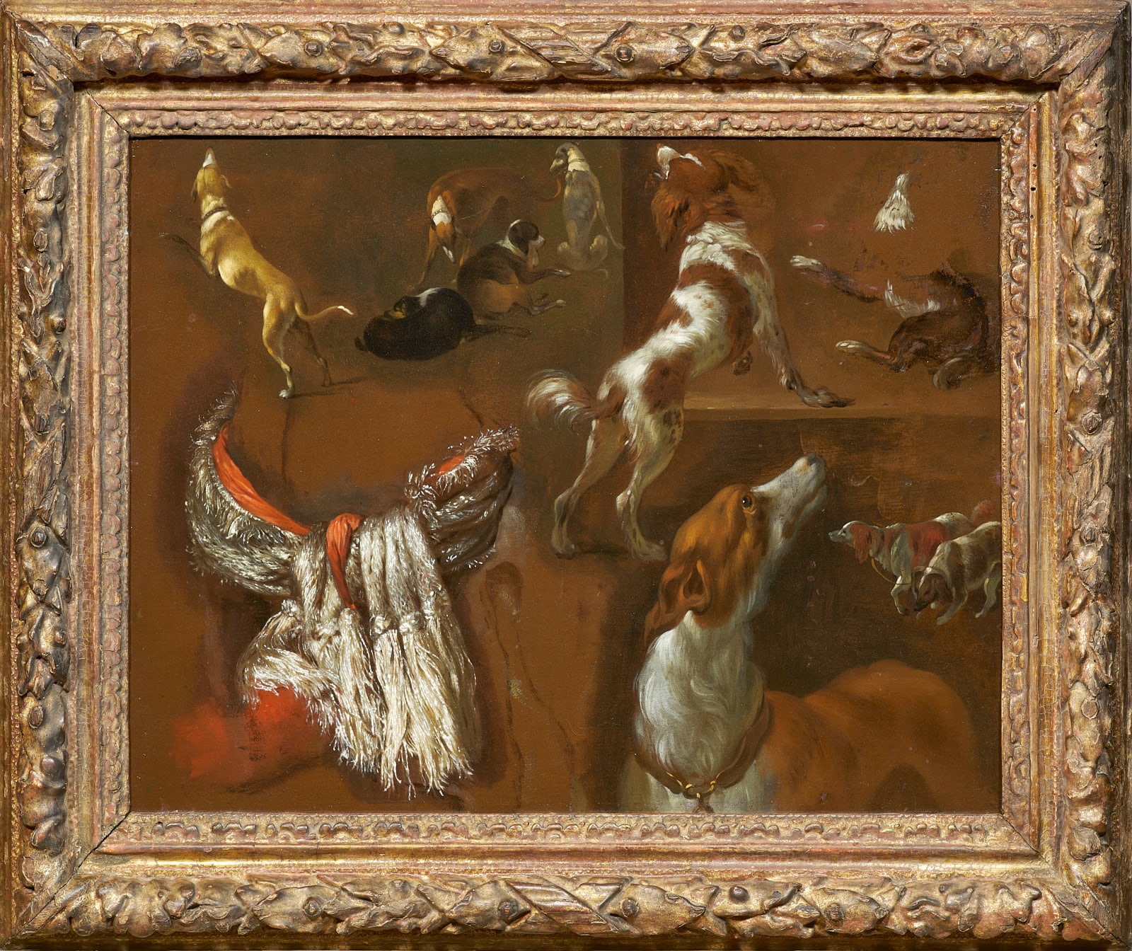 Netherlandish School of the 17th century/ Ecole flamande du 17ème siècle, Ten Dog Studies and one Study of a Stole/ Dix études de chien et une étude d’étole