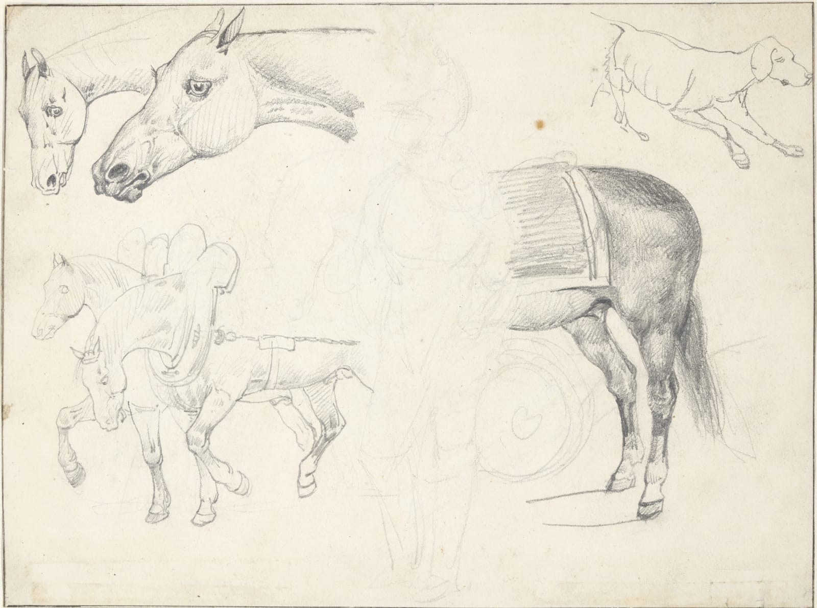Théodore Géricault, Double-sided horse studies/ Feuille d’étude de chevaux double face, 1820-1821