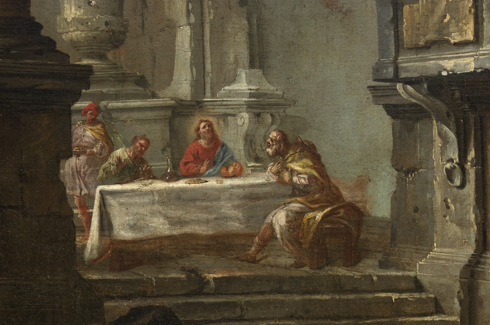 Jean-Nicolas Servandoni, Architectural capriccio with the disciples of Emmaüs - Caprice architectural aux pèlerins d'Emmaüs , ca. 1730-1735