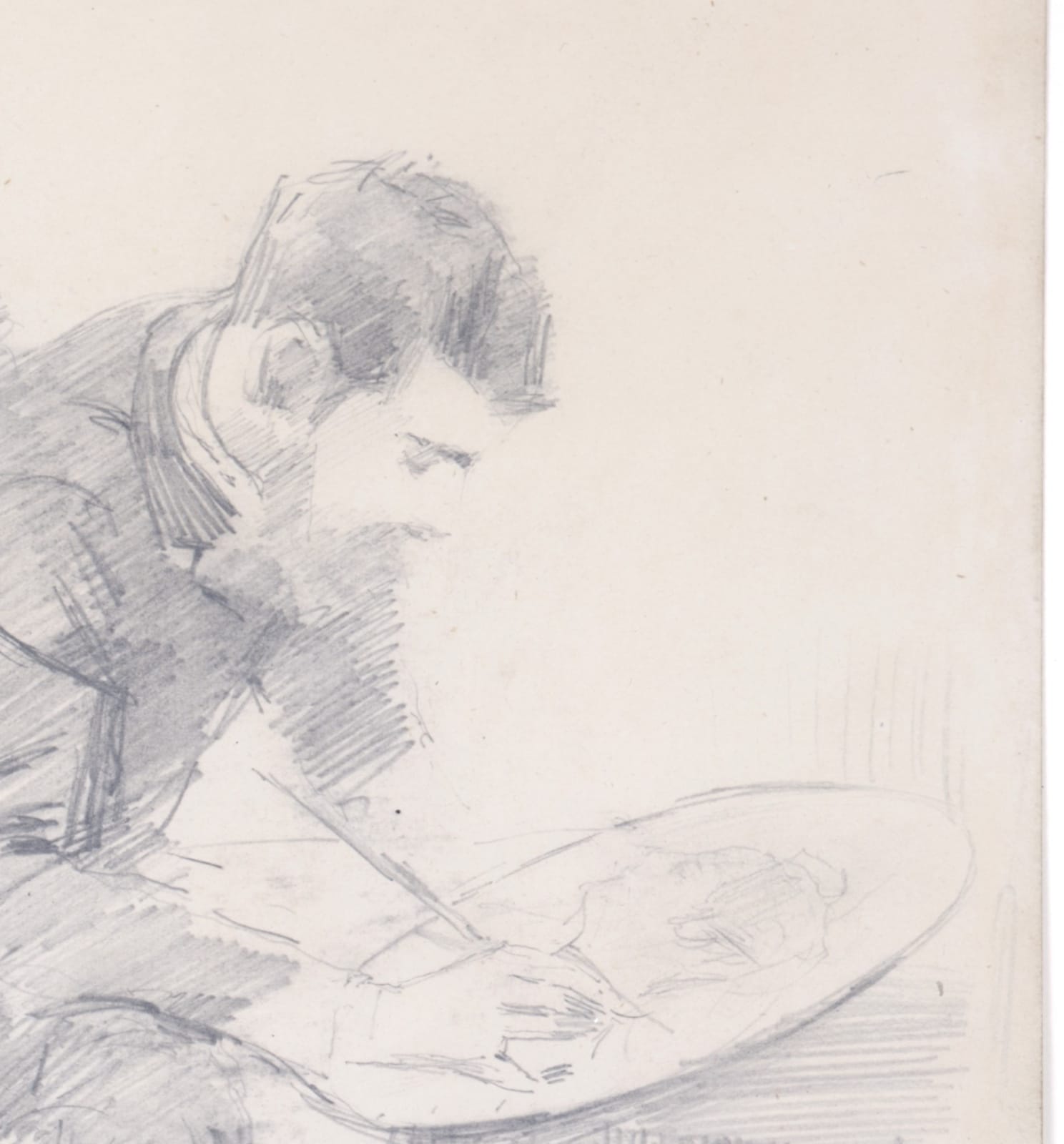 Rafael de Ochoa y Madrazo, Portrait of Paul-César Helleu painting a Dish next to a Model / Portrait de Paul-César Helleu peignant un plat à côté d'un modèle, ca. 1885