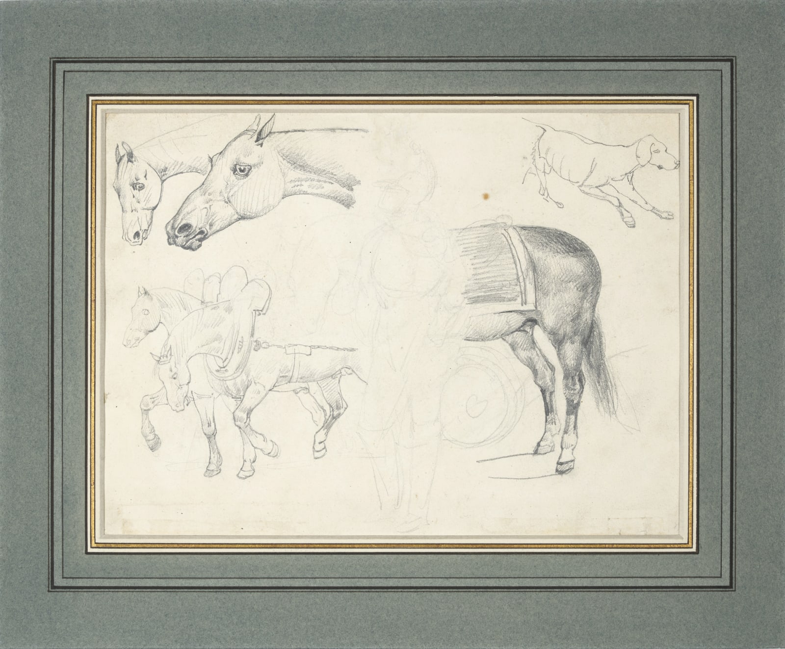 Théodore Géricault, Double-sided horse studies/ Feuille d’étude de chevaux double face, 1820-1821