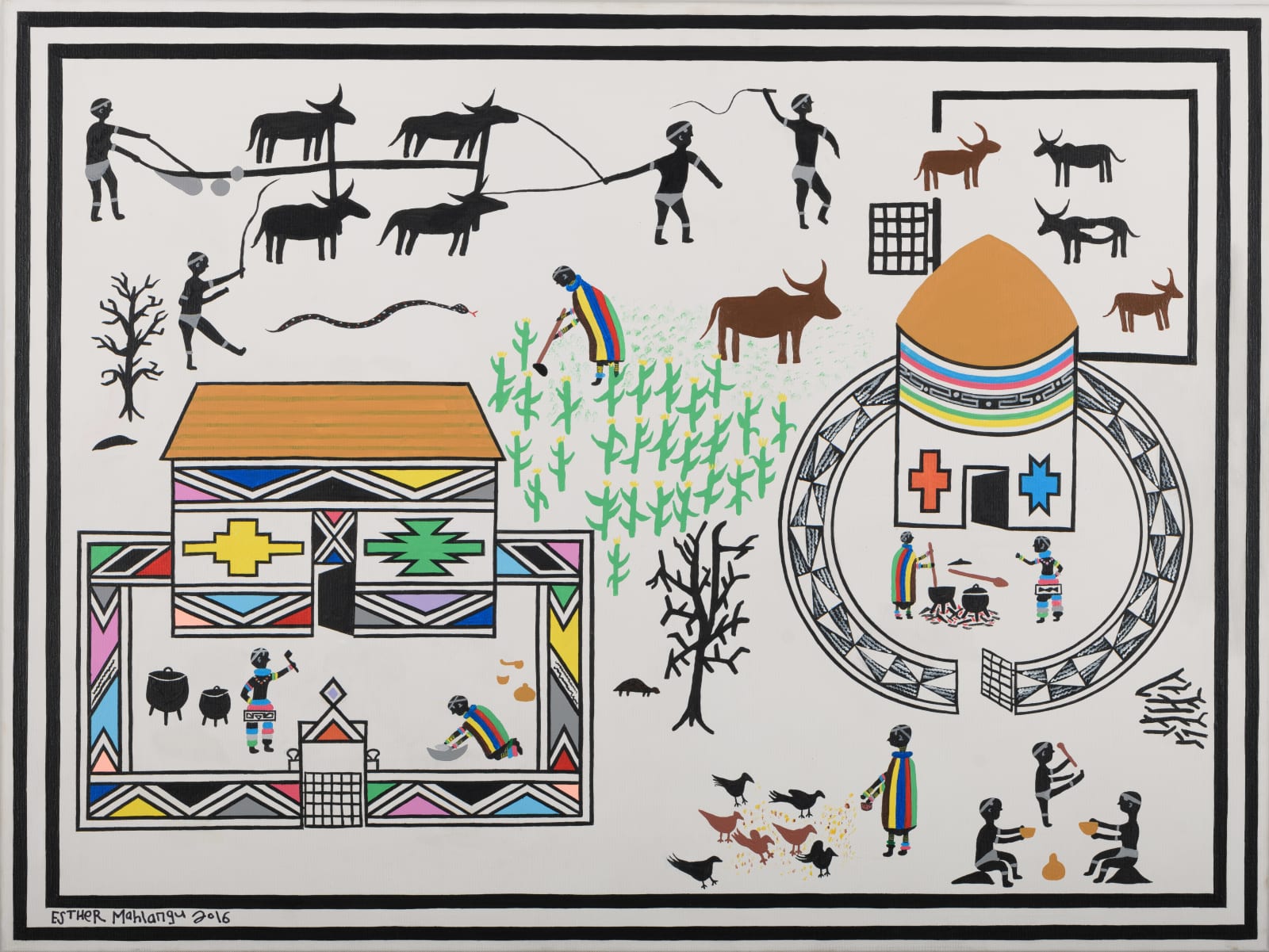 Esther Mahlangu, Ndebele Dwelling, 2016