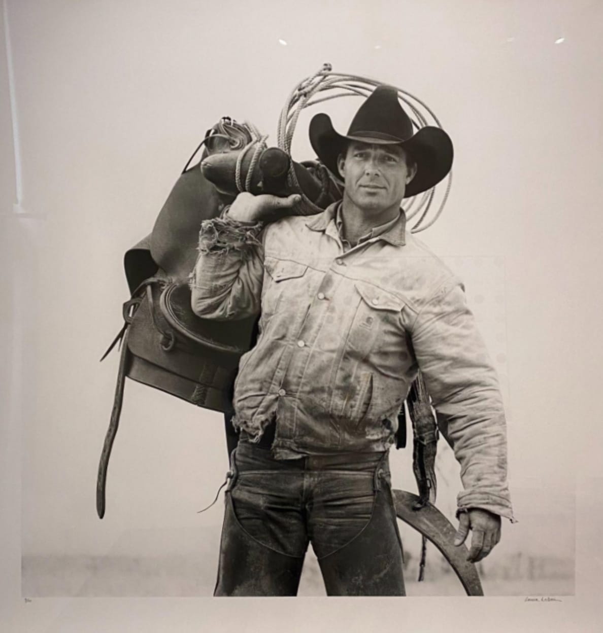 Laura Wilson, Donny Baize with Saddle J.R. Green Cattle Company Shackelford County, Texas, 1997