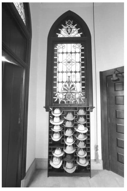 Laura Wilson, Sunday Morning: Hats in the Vestibule of the Matthews Memorial Presbyterian Church, Albany, Shackelford County, Texas, 1988