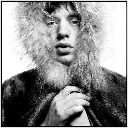 David Bailey, Mick Jagger Fur Hood, 1964, 1987