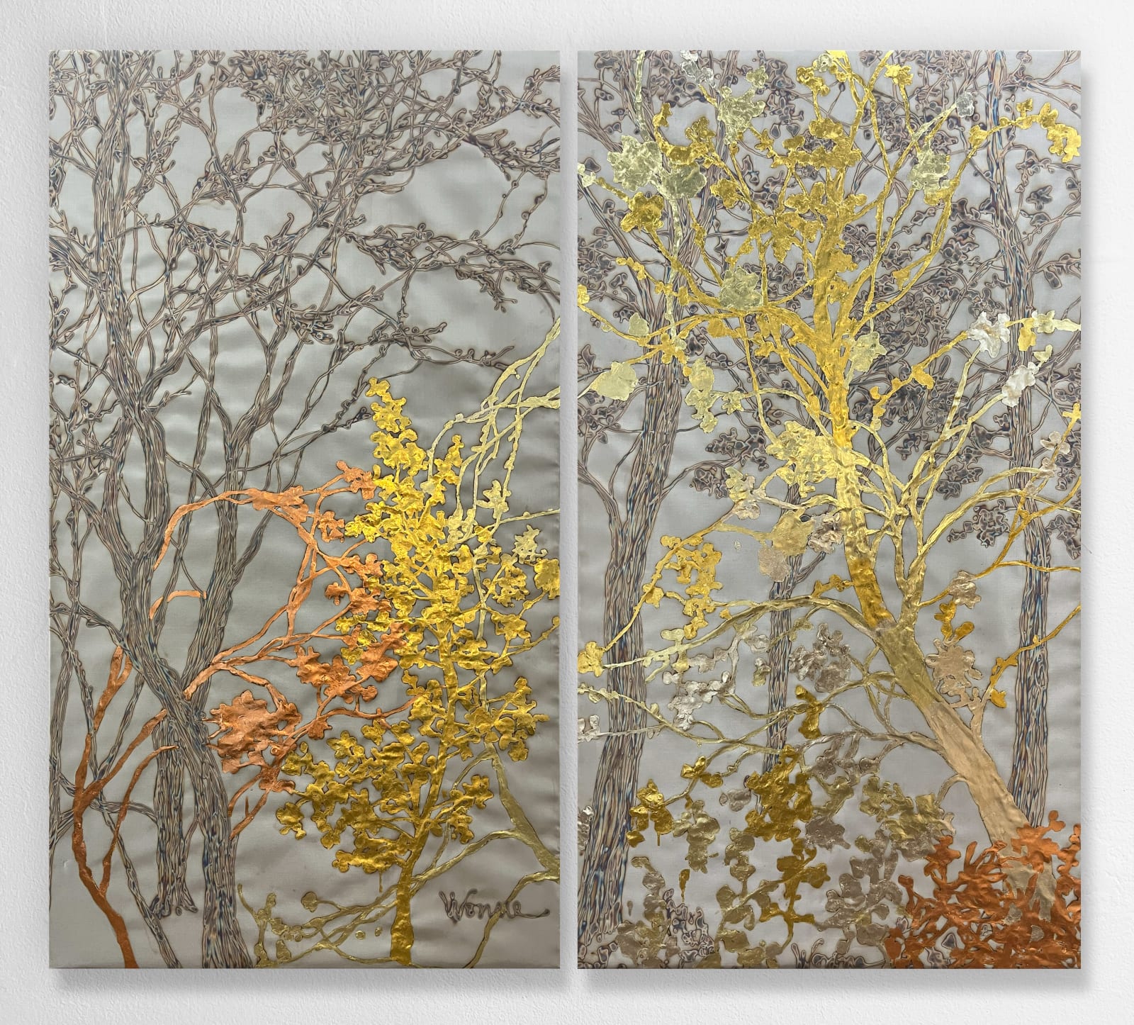 Mirang Wonne, Alchemy Forest 7240, 1 & 2 (diptych)