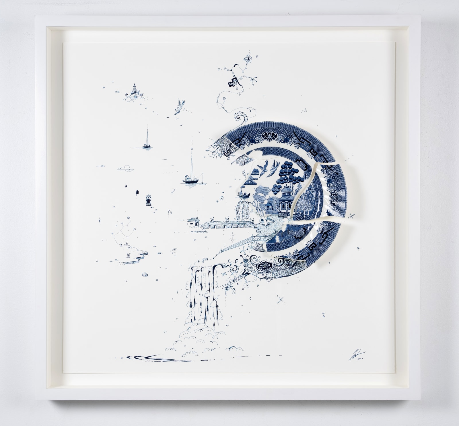 Rob Strati, Fragmented in Blue with Clouds and Portals