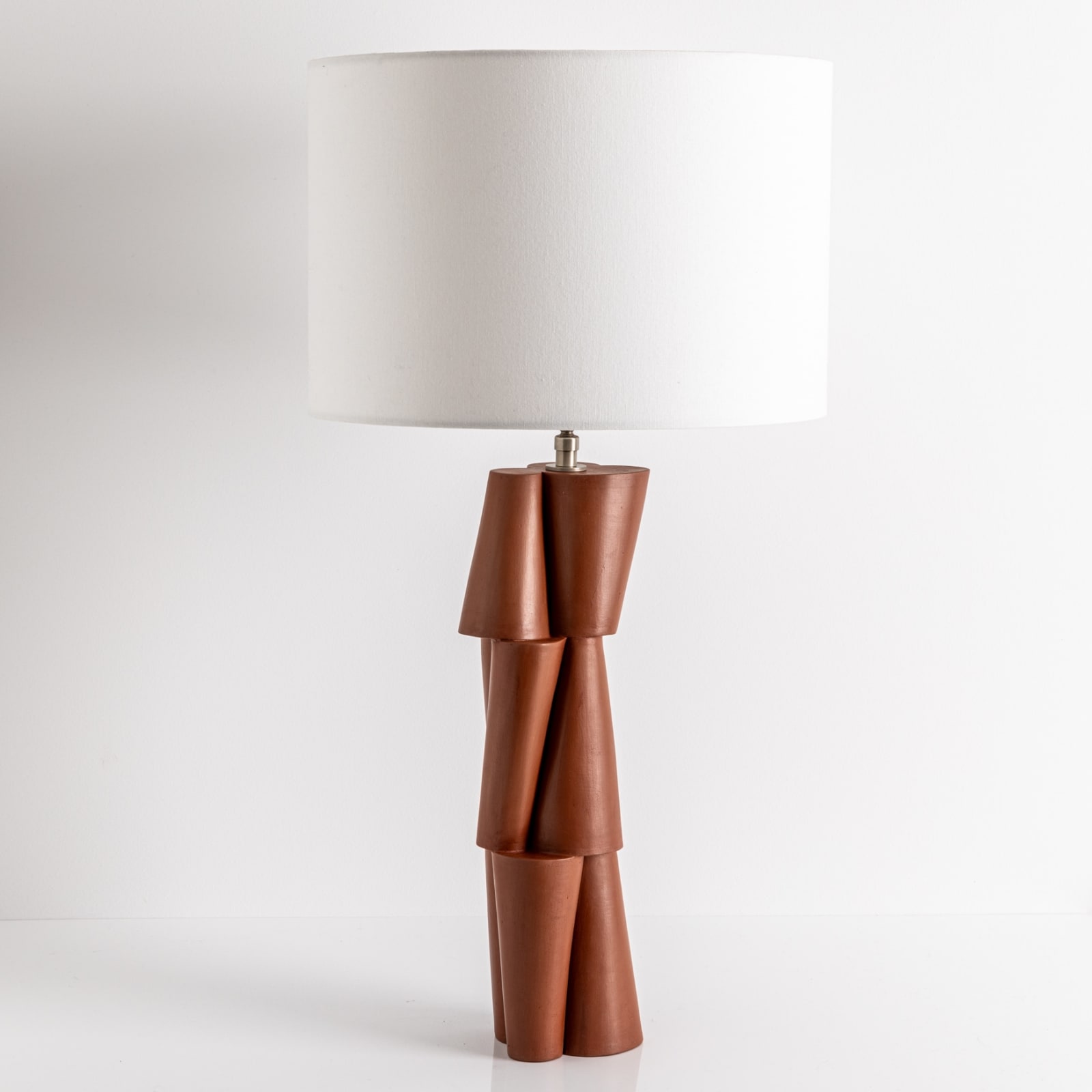 Caroline Gray, Pair of Tall Stacked Lamps in Cognac