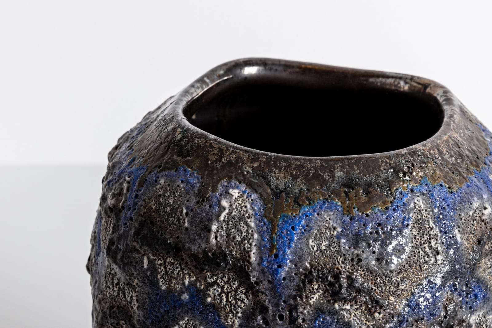 Gary Dipasquale, Squared Black, Grey, and Blue Textured Vase
