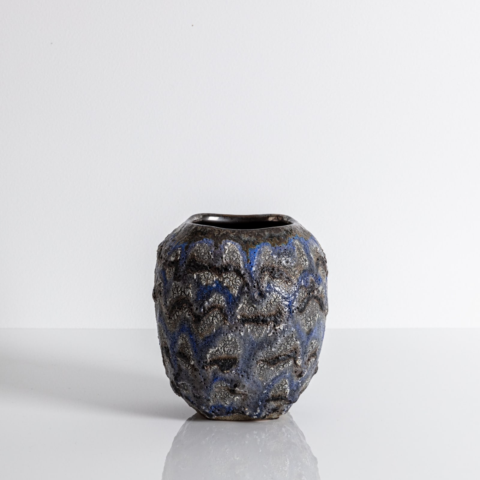 Gary Dipasquale, Squared Black, Grey, and Blue Textured Vase