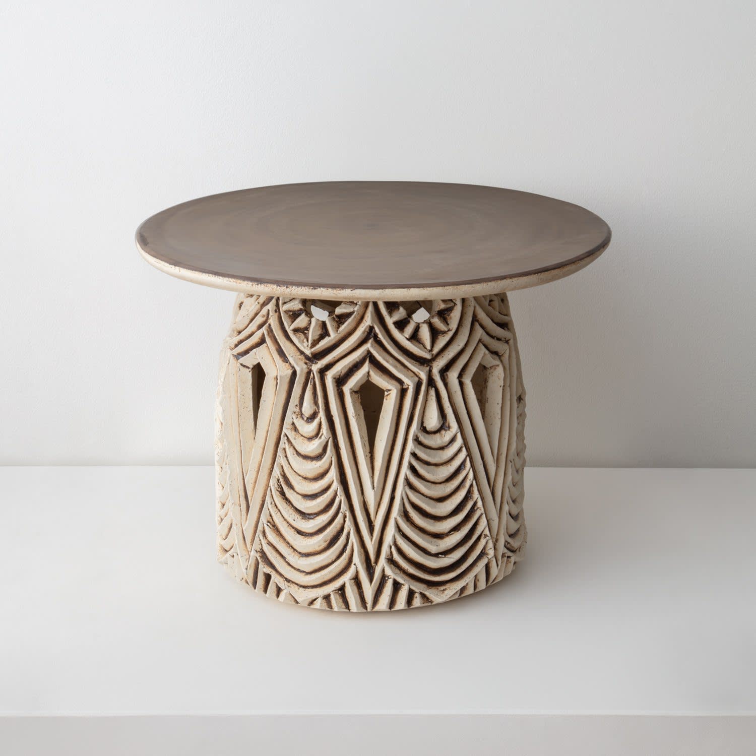 Christopher Maschinot, White & Black Carved Side Table