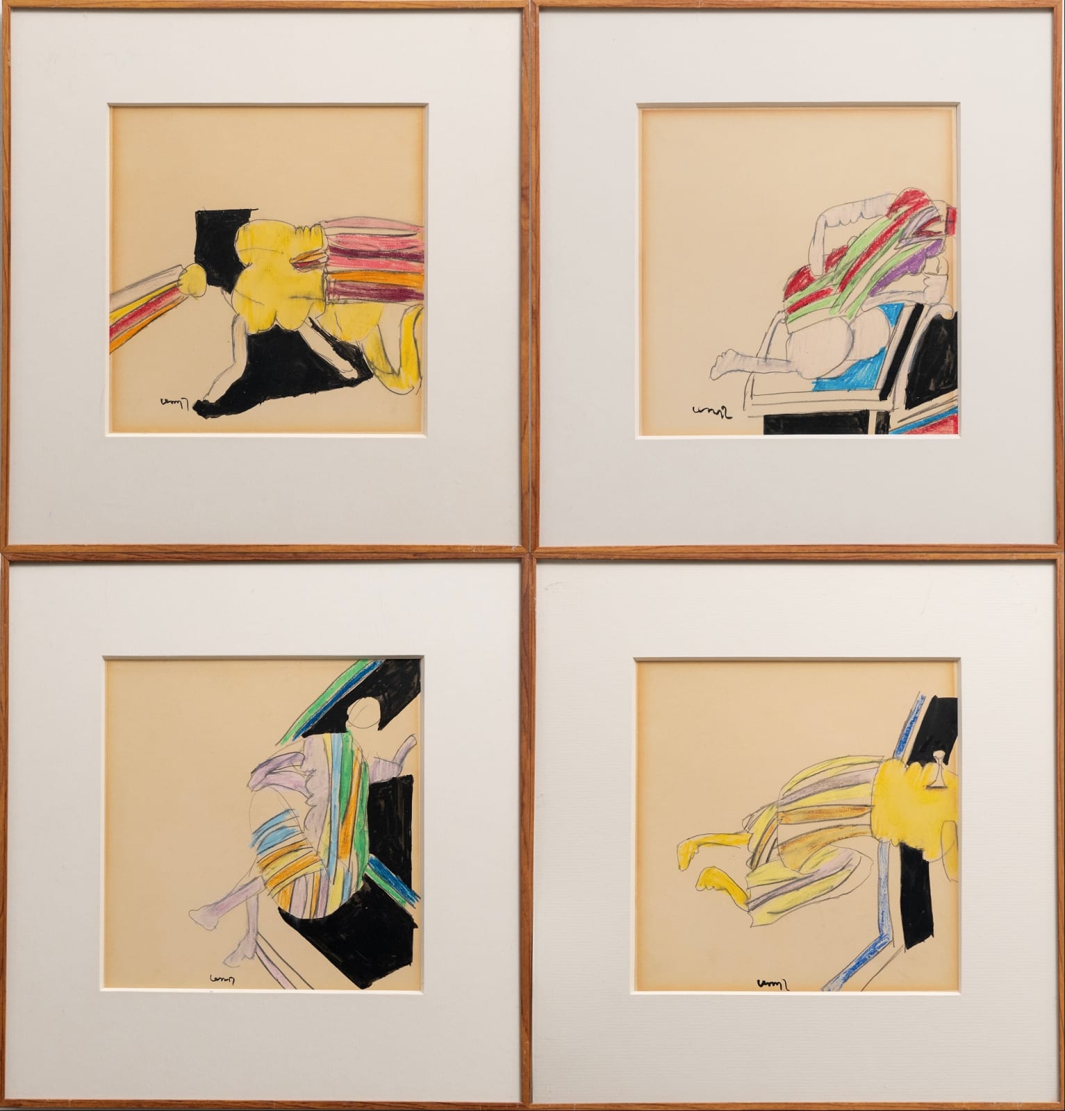 K.G. Subramanyan, Untitled (Set of 4), c.1970