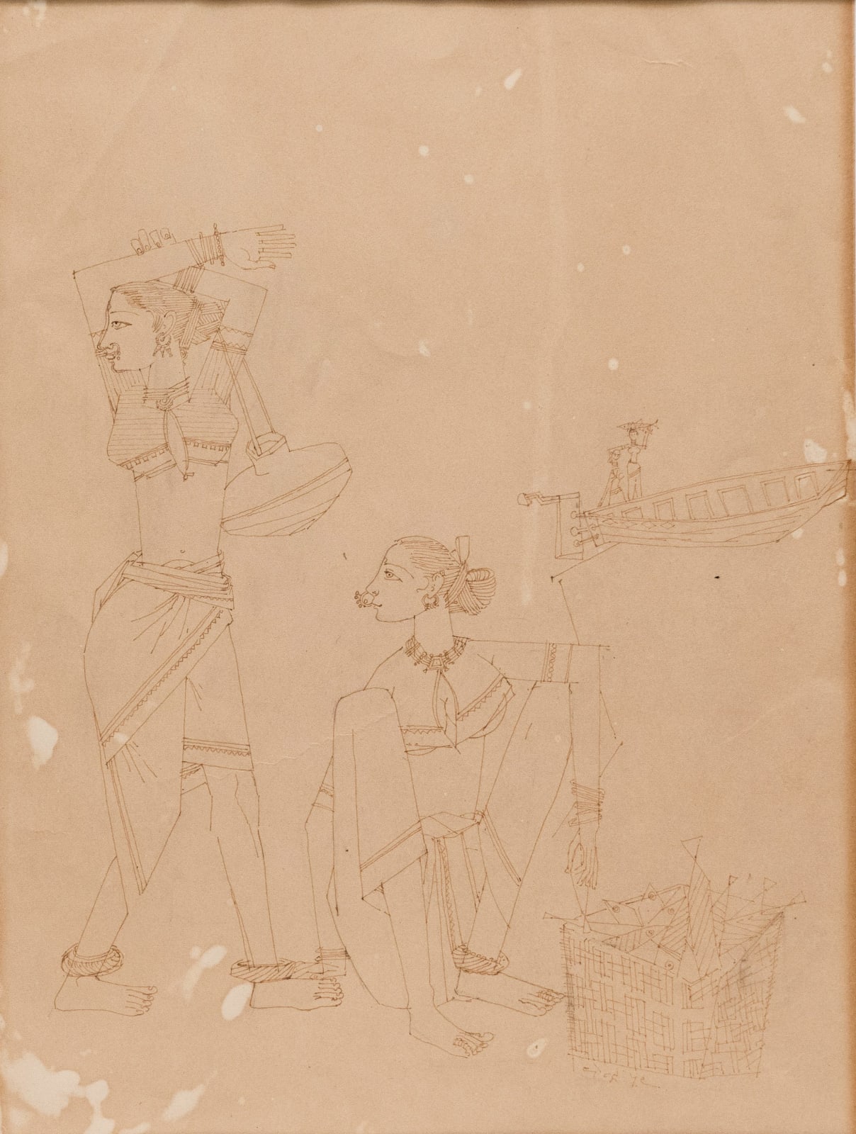 N.S. Bendre, Untitled (Fisherwomen), 1957