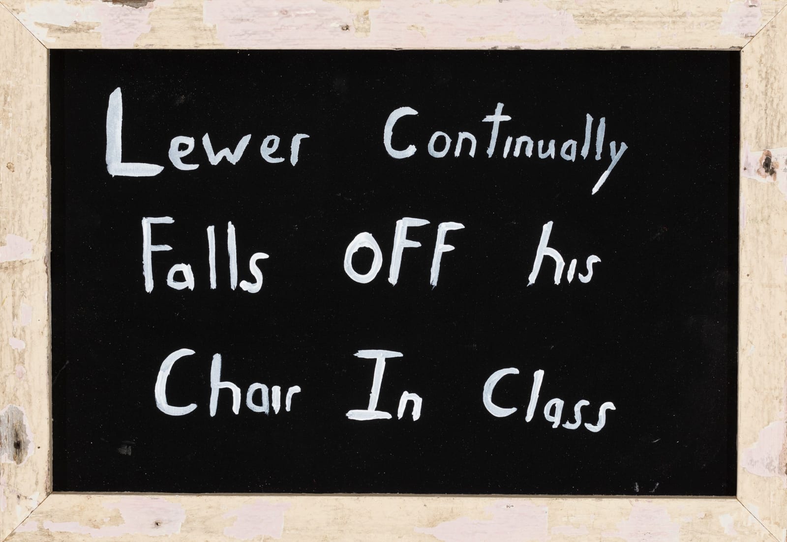Richard Lewer, Lewer continually falls off his chair in class, 2023