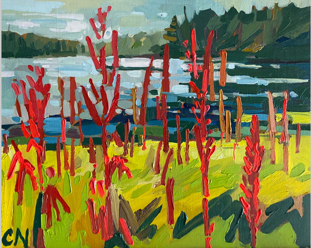 Chrissy Nickerson, Cardinal Flowers Pleinair. French River, 2023