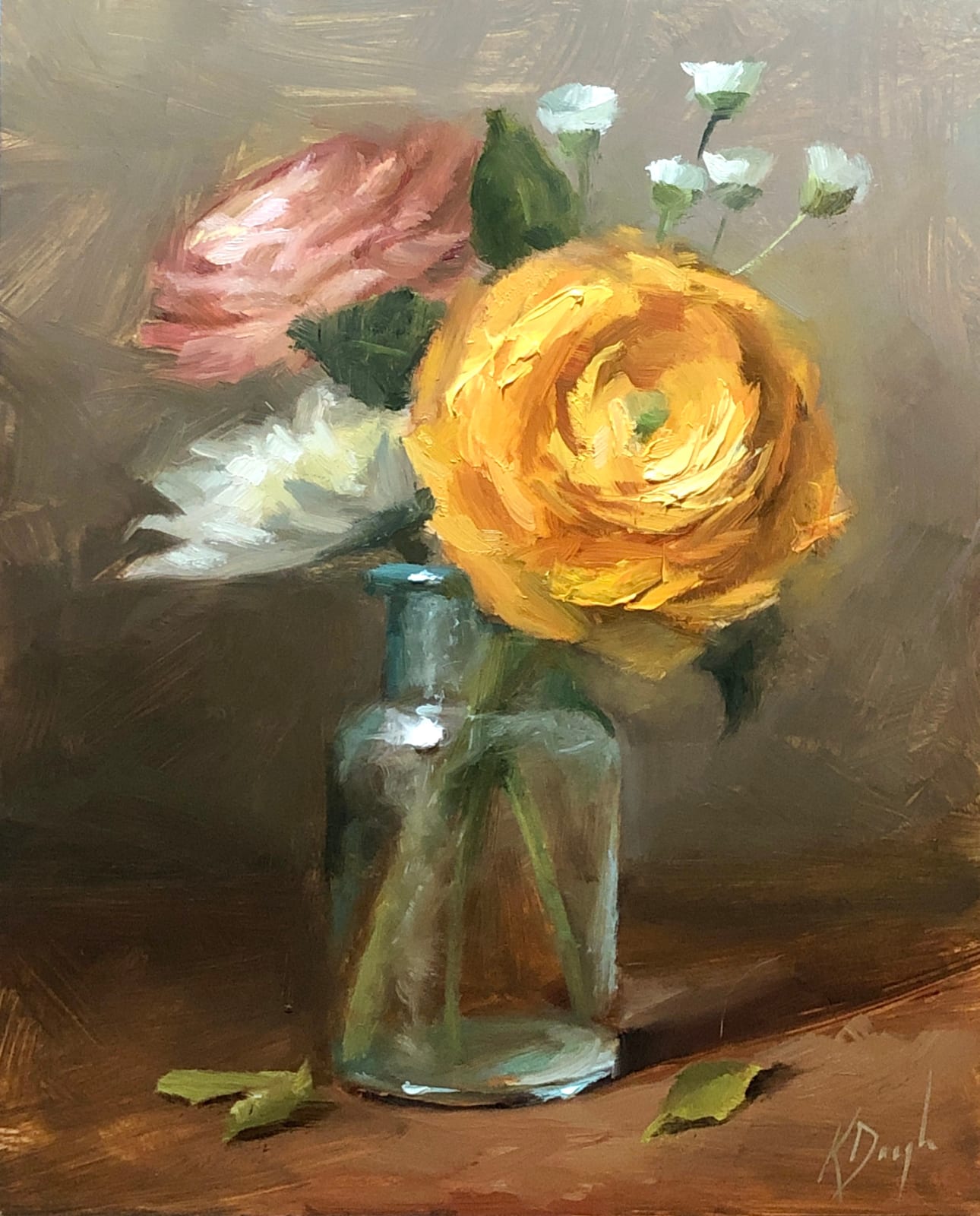 Karen Daigle, Ranunculas in Green Glass